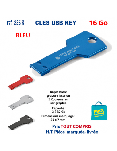 CLES USB REF 285K KEY 16 Go 285 K KEY 16 Go CLES USB PUBLICITAIRES  5,57 €