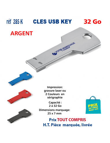 CLES USB REF 285K KEY 32 Go 285 K KEY 32 Go CLES USB PUBLICITAIRES  7,15 €