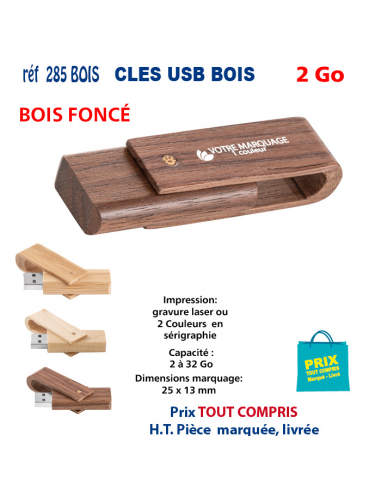 CLES USB REF 285 BOIS 2 Go 285 BOIS 2 Go CLES USB PUBLICITAIRES  4,29 €