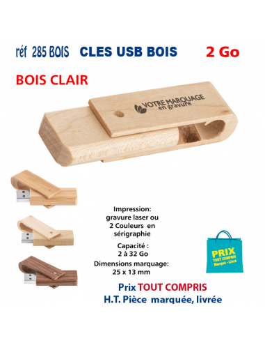 CLES USB REF 285 BOIS 2 Go 285 BOIS 2 Go CLES USB PUBLICITAIRES  4,29 €