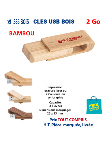 CLES USB REF 285 BOIS 2 Go 285 BOIS 2 Go CLES USB PUBLICITAIRES  4,29 €