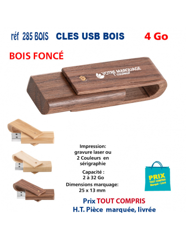 CLES USB REF 285 BOIS 4 Go 285 BOIS 4 Go CLES USB PUBLICITAIRES  4,34 €