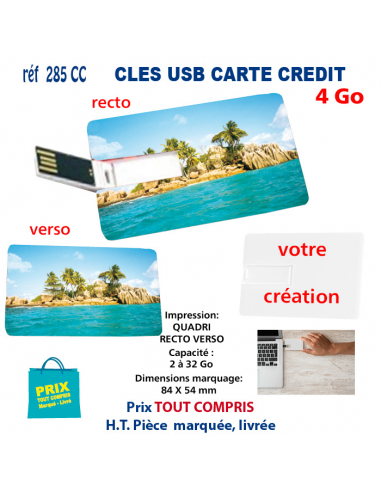CLES USB REF 285 CC CARTE DE CREDIT 4 Go 285 CC 4 Go CLES USB PUBLICITAIRES  4,84 €