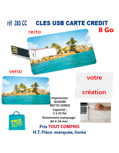 CLES USB REF 285 CC CARTE DE CREDIT 8 Go 285 CC 8 Go CLES USB PUBLICITAIRES  4,98 €
