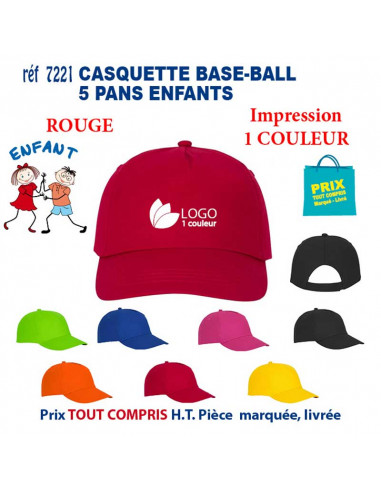 CASQUETTE BASE-BALL ENFANTS REF 7221 7221 CASQUETTES ENFANTS  4,74 €