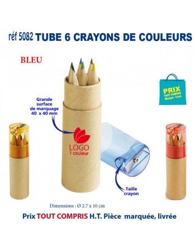 TUBE 6 MINI CRAYONS DE COULEUR REF 5082 5082 JEUX - ENFANTS : OBJETS PUBLICITAIRES  1,05 €