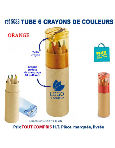 TUBE 6 MINI CRAYONS DE COULEUR REF 5082 5082 JEUX - ENFANTS : OBJETS PUBLICITAIRES  1,05 €