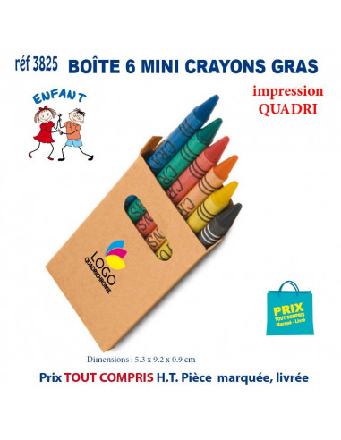 BOITE 6 MINI CRAYONS GRAS REF 3825 3825 JEUX - ENFANTS : OBJETS PUBLICITAIRES  1,04 €