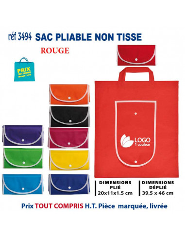 SAC PLIABLE NON TISSE REF 3494 3494 SACS PLIABLES  2,28 €