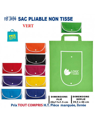 SAC PLIABLE NON TISSE REF 3494 3494 SACS PLIABLES  2,28 €