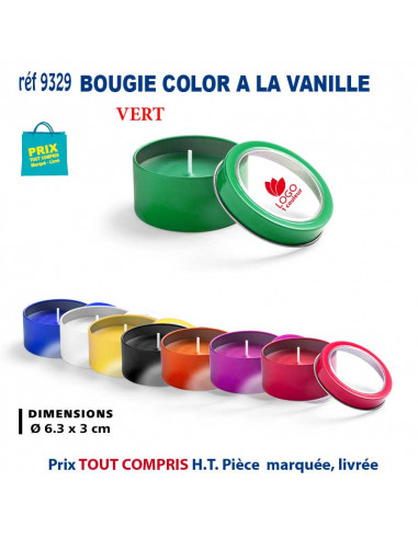 BOUGIE COLOR A LA VANILLE REF 9329 9329 POUR LA MAISON OBJETS PUBLICITAIRES  2,94 €