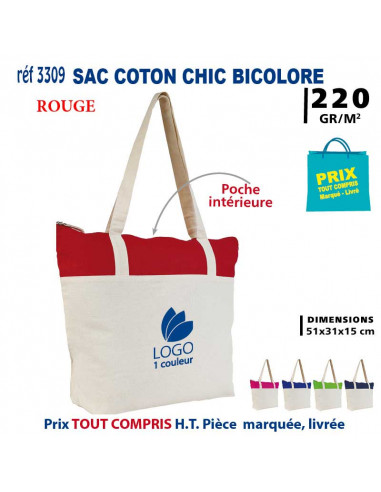 SAC COTON CHIC BICOLORE REF 3309 3309 SACS SHOPPING - TOTEBAG  5,91 €