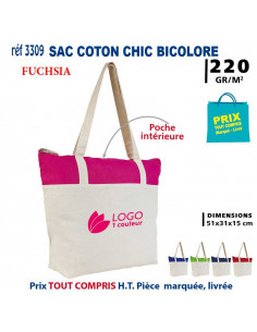 SAC COTON CHIC BICOLORE REF 3309 3309 SACS SHOPPING - TOTEBAG  5,91 €
