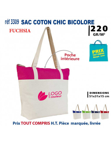 SAC COTON CHIC BICOLORE REF 3309 3309 SACS SHOPPING - TOTEBAG  5,91 €