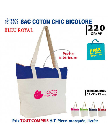 SAC COTON CHIC BICOLORE REF 3309 3309 SACS SHOPPING - TOTEBAG  5,91 €