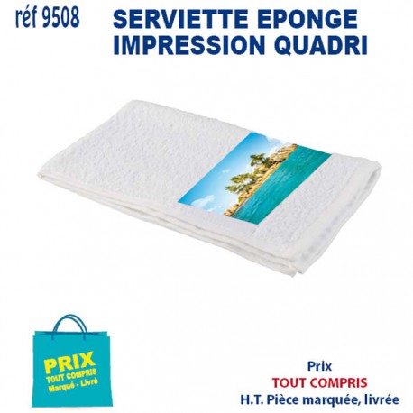 SERVIETTE EPONGE IMPRESSION QUADRI REF 9508 9508 SERVIETTES : OBJETS ET TEXTILE PUBLICITAIRE  5,90 €