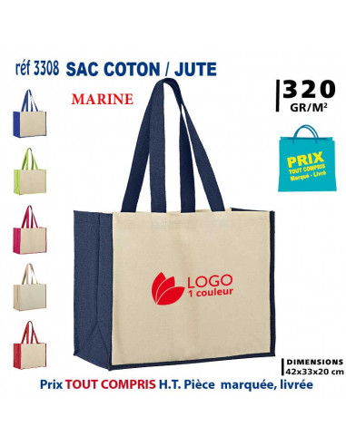 SAC COTON / JUTE REF 3308 3308 SACS SHOPPING - TOTEBAG  5,85 €