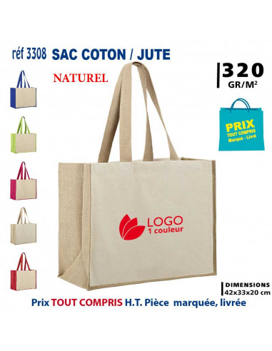 SAC COTON / JUTE REF 3308 3308 SACS SHOPPING - TOTEBAG  5,85 €