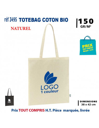 TOTEBAG COTON BIO REF 3495 3495 SACS SHOPPING - TOTEBAG  3,08 €