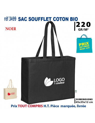 SAC COTON BIO A SOUFFLETS REF 3499 3499 SACS SHOPPING - TOTEBAG  3,44 €