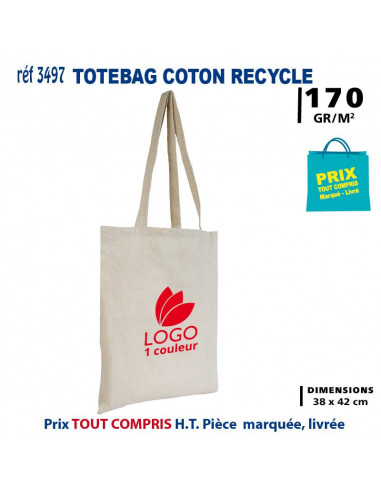 TOTEBAG COTON RECYCLE REF 3497 3497 SACS SHOPPING - TOTEBAG  2,84 €