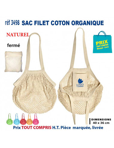 SAC FILET COTON ORGANIQUE REF 3498 3498 SACS SHOPPING - TOTEBAG  2,47 €