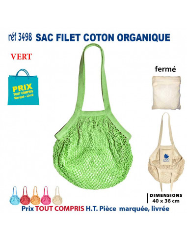 SAC FILET COTON ORGANIQUE REF 3498 3498 SACS SHOPPING - TOTEBAG  2,47 €