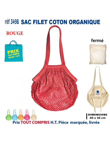 SAC FILET COTON ORGANIQUE REF 3498 3498 SACS SHOPPING - TOTEBAG  2,47 €