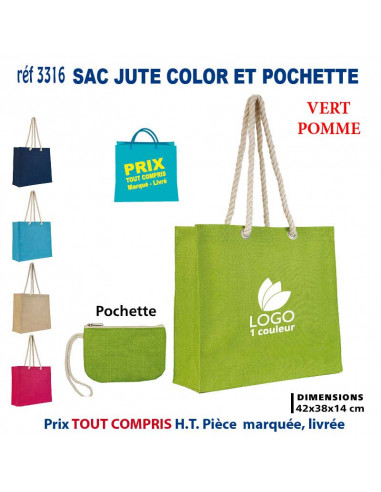 SAC JUTE COLOR & POCHETTE REF 3316 3316 SACS SHOPPING - TOTEBAG  6,95 €