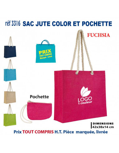 SAC JUTE COLOR & POCHETTE REF 3316 3316 SACS SHOPPING - TOTEBAG  6,95 €