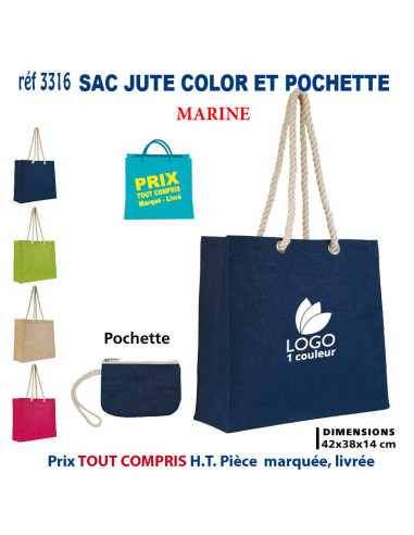 SAC JUTE COLOR & POCHETTE REF 3316 3316 SACS SHOPPING - TOTEBAG  6,95 €