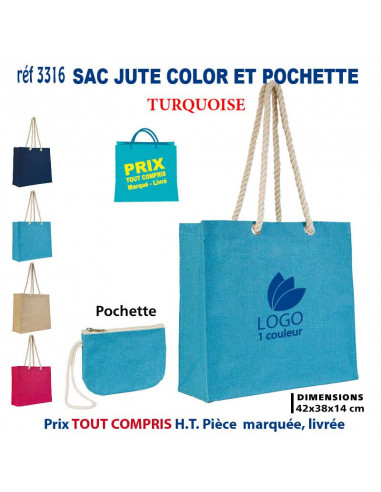 SAC JUTE COLOR & POCHETTE REF 3316 3316 SACS SHOPPING - TOTEBAG  6,95 €