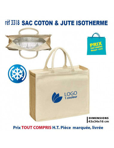 SAC COTON & JUTE ISOTHERME REF 3318 3318 GLACIERES - SACS ISOTHERMES  12,98 €
