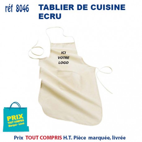 TABLIER DE CUISINE ECRU REF 8046 8046 TABLIERS DE CUISINE PERSONNALISES PUBLICITAIRES  1,93 €