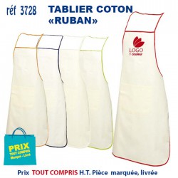 TABLIER COTON ECRU RUBAN REF 3728 3728 TABLIERS DE CUISINE PERSONNALISES PUBLICITAIRES  5,62 €