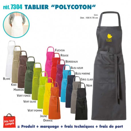 TABLIER DE CUISINE POLYCOTON REF 7304 7304 TABLIERS DE CUISINE PERSONNALISES PUBLICITAIRES  8,79 €