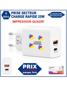 PRISE SECTEUR CHARGE RAPIDE 20W REF 8664 8664 Supports et accessoires pour téléphone  15,02 € 2