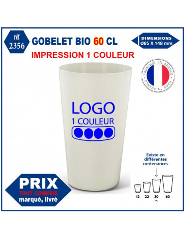 GOBELET BIO REUTILISABLE 60 CL REF 2356 2356 GOURDES GOBELETS : OBJETS PUBLICITAIRES  3,09 €