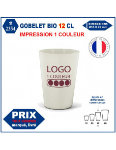 GOBELET BIO REUTILISABLE 12 CL REF 2354 2354 GOURDES GOBELETS : OBJETS PUBLICITAIRES  2,29 € 2