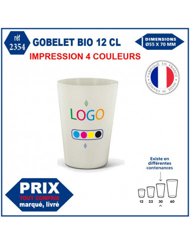 GOBELET BIO REUTILISABLE 12 CL REF 2354 2354 GOURDES GOBELETS : OBJETS PUBLICITAIRES  2,29 €