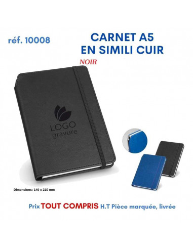 CARNET A5 EN SIMILI CUIR REF 10008 10008 Carnet personnalisé  14,03 €