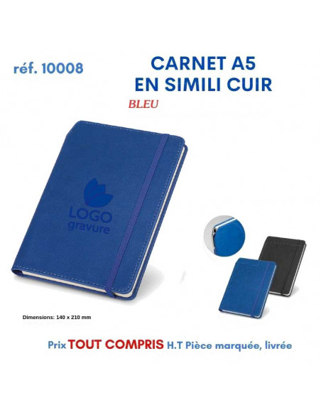 CARNET A5 EN SIMILI CUIR REF 10008 10008 Carnet personnalisé  14,03 €
