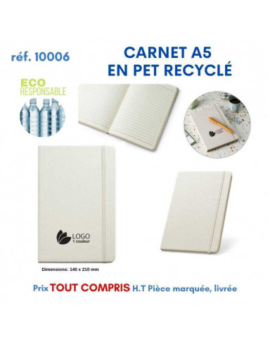 CARNET A5 EN PET RECYCLE REF 10006 10006 Carnet personnalisé  8,23 €