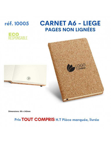 BLOC-NOTES A6 EN LIEGE NON LIGNEE REF 10005 10005 Carnet personnalisé  6,80 €