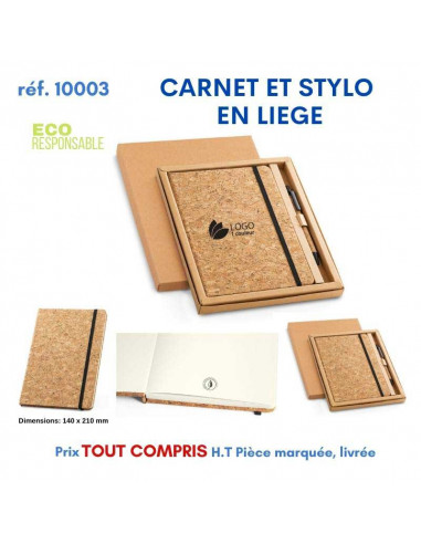 SET CARNET A5 ET STYLO EN LIEGE REF 10003 10003 Carnet personnalisé  16,81 €