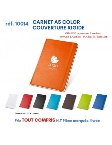 CARNET A5 COLOR COUVERTURE RIGIDE REF 10014 10014 Carnet personnalisé  6,91 €