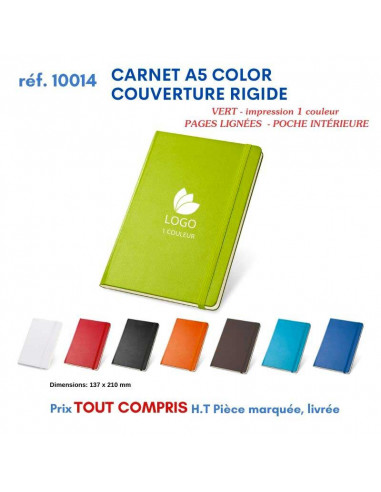 CARNET A5 COLOR COUVERTURE RIGIDE REF 10014 10014 Carnet personnalisé  6,91 €