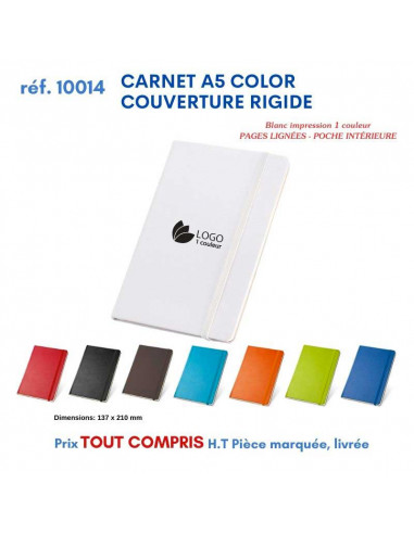 CARNET A5 COLOR COUVERTURE RIGIDE REF 10014 10014 Carnet personnalisé  6,91 €