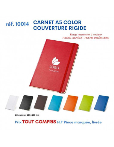 CARNET A5 COLOR COUVERTURE RIGIDE REF 10014 10014 Carnet personnalisé  6,91 €