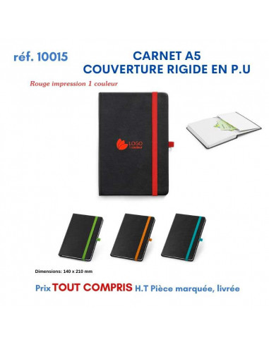 CARNET A5 COUVERTURE RIGIDE EN PU REF 10015 10015 Carnet personnalisé  6,21 €